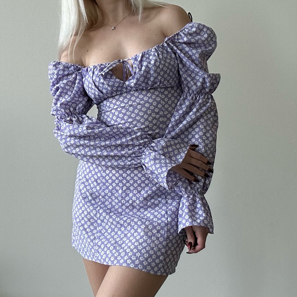 Purple Dress with Cute Sleeves H&M